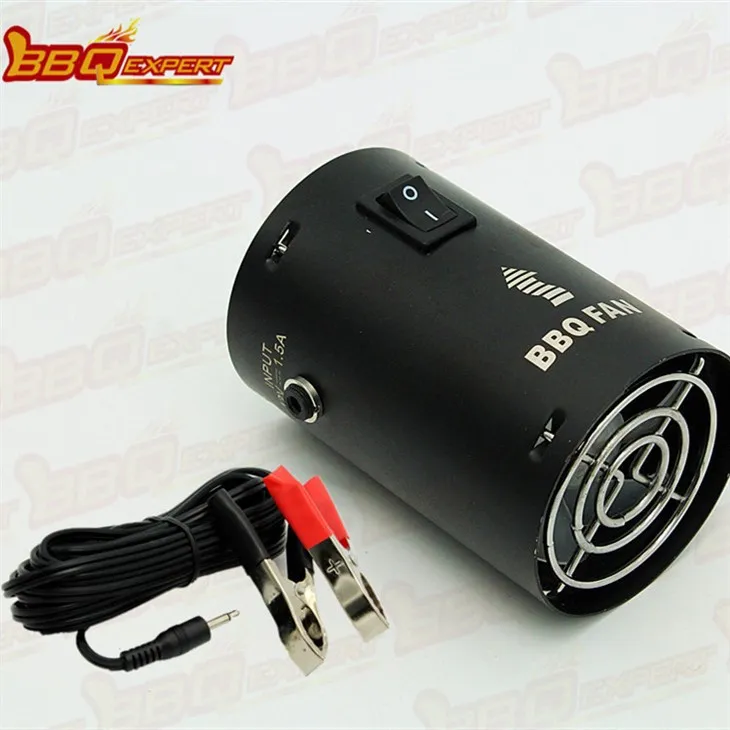 Elegantne ümmargune söega tulekäivitusventilaator BBQ grillipuhur 12 V suitsupuhur alligaatori klambriga FD315A(R)